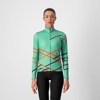 dámský cyklistický dres Castelli Diagonal, jade green/brilliant pink