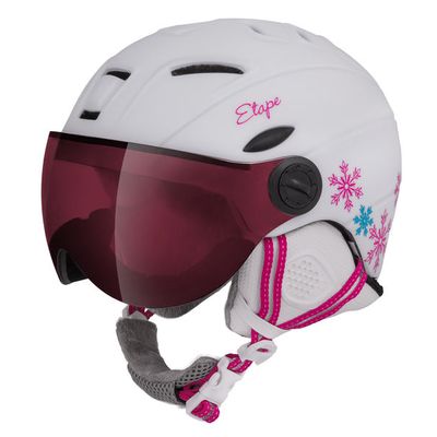 dětská lyžařská helma Rider Pro, bílá/růžová mat
