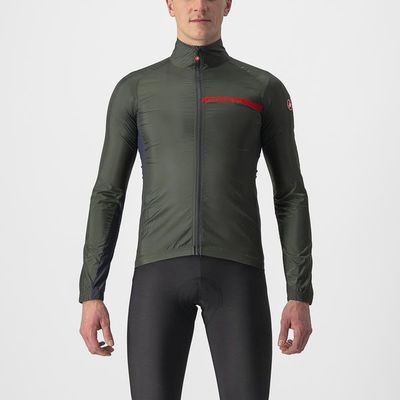 pánská větrovka Castelli Squadra Stretch, military green/dark gray