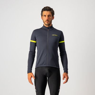 pánský cyklistický dres Castelli Fondo 2, dark gray/yellow fluo