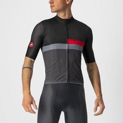 pánský cyklistický dres Castelli A Blocco, light black/red-dark gray