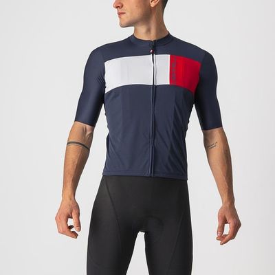 pánský cyklistický dres Castelli Prologo 7, savile blue/silver gray-red