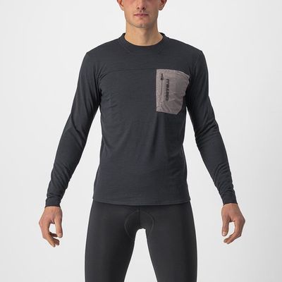 pánský volný dres Castelli Unlimited Merino LS, light black/nickel gray