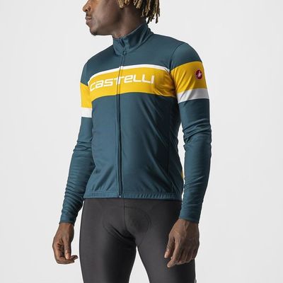 pánský cyklistický dres Castelli Passista, deep teal/goldenrod-silver gray