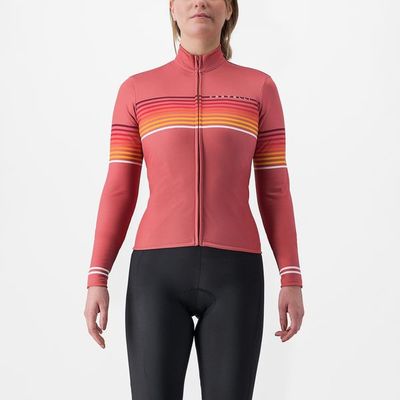 dámský cyklistický dres Castelli Ottanta LS, mineral red