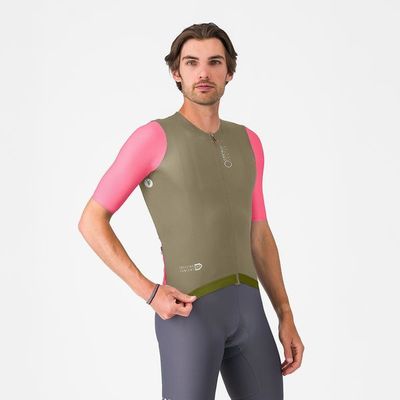 pánský cyklistický dres Castelli Corretto, elmwood/rosa giro-white