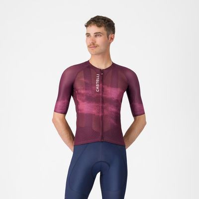pánský cyklistický dres Castelli Climber’s A/C, deep bordeaux/white