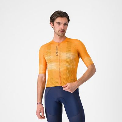 pánský cyklistický dres Castelli Climber’s A/C, vivid orange/smoky gray
