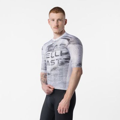 pánský cyklistický dres Castelli Stratus Logo, white/smoky gray