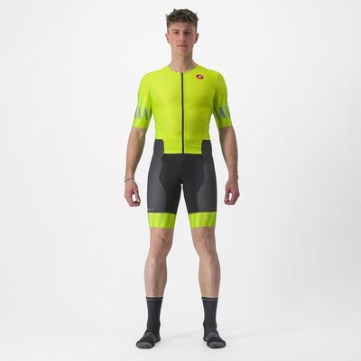 triatlonová kombinéza Castelli Free Sanremo 2 suit short sleeve, electric lime/niagara blue