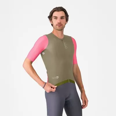 pánský cyklistický dres Castelli Corretto, elmwood/rosa giro-white