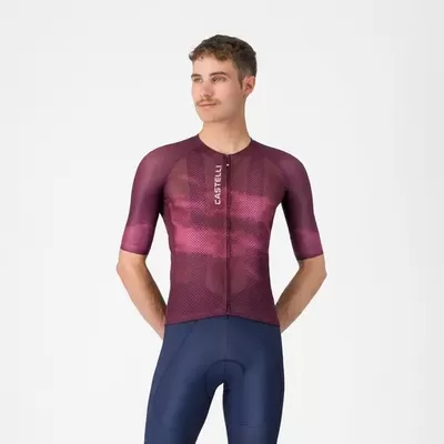 pánský cyklistický dres Castelli Climber’s A/C, deep bordeaux/white