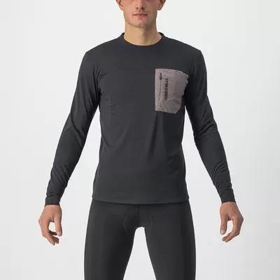 pánský volný dres Castelli Unlimited Merino LS, light black/nickel gray