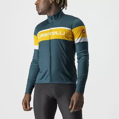 pánský cyklistický dres Castelli Passista, deep teal/goldenrod-silver gray