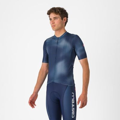 pánský cyklistický dres Castelli Vortice, belgian blue/light steel blue